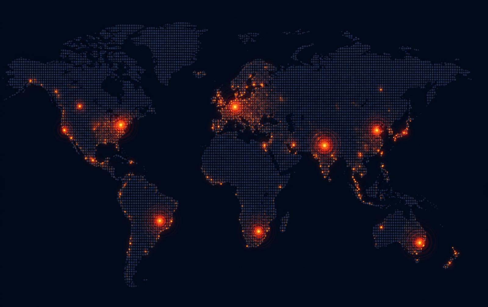 World map with active story hotspots